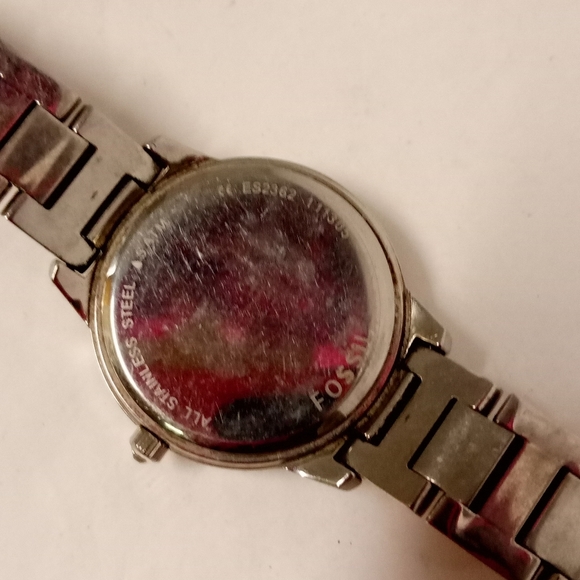 Fossil Watch,Jesse Crystal Rhinestones Stainless Steel Glitz Works New Battery - Picture 4 of 4